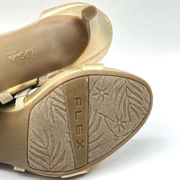 7.5W 7.5 WIDE WIDTH Lifestride Masquerade Platino Gold Dress Sandals Heels Shoes - Picture 13 of 15
